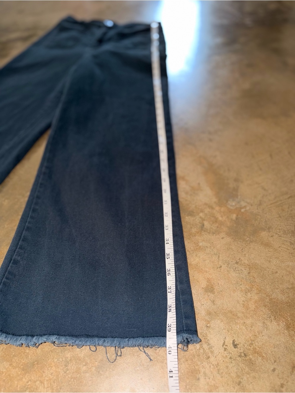Mittoshop Navy High Rise Wide Leg Pants Medium Patch Pocket Raw Hem - Picture 7 of 11